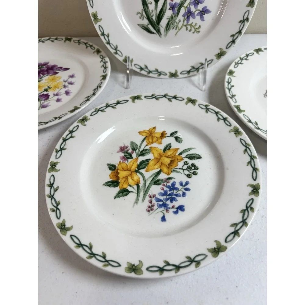 Thomson Pottery FLORAL GARDEN Salad/Bread Plates 7 3/8